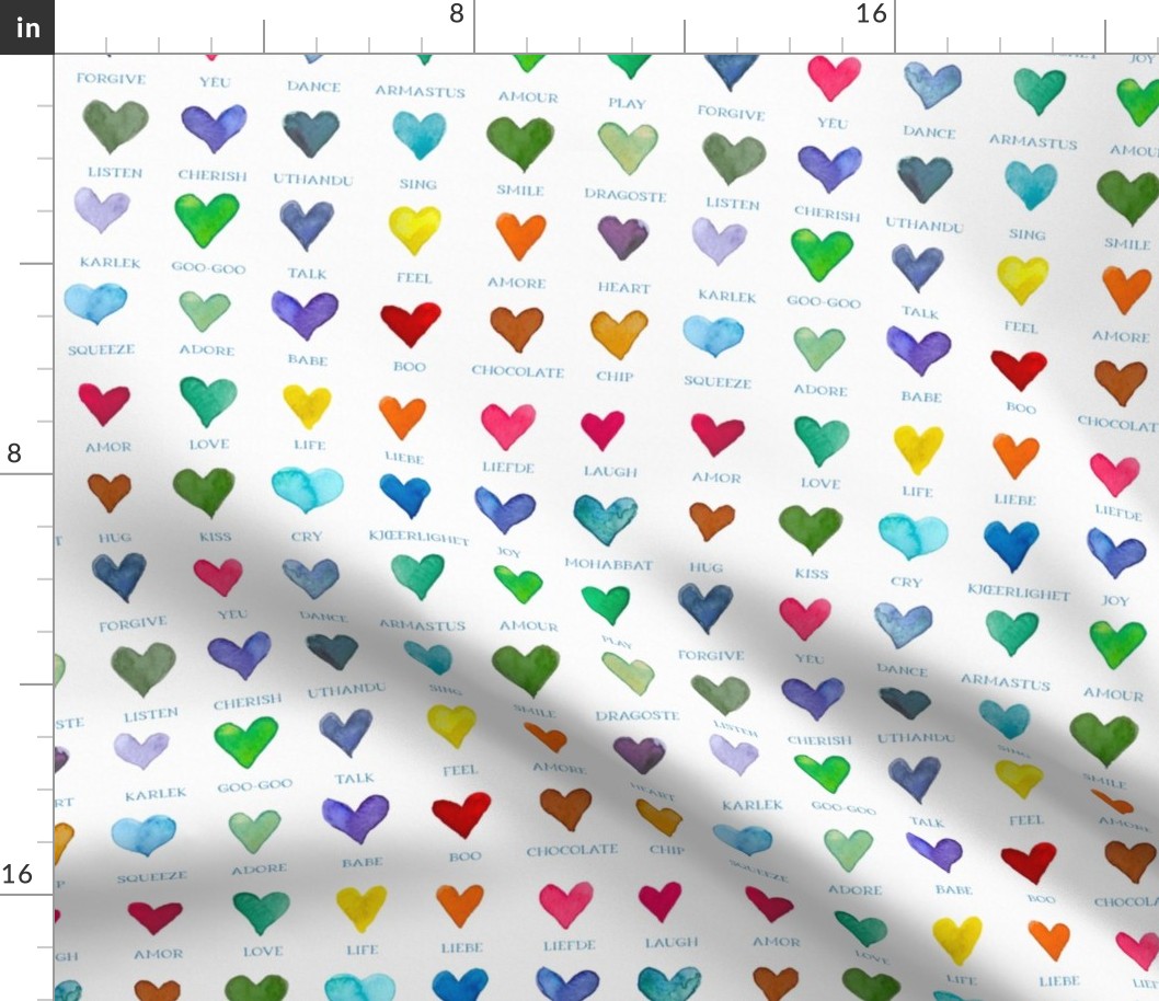 LOVE hearts rainbow color chart LARGE
