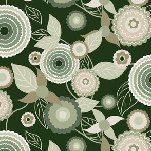 Green Abstract Floral 1960s