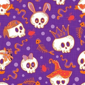 Vivid Purple Orange Skulls