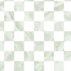 Retro boho checkerboard - soft tie dye plaid check design sage green white
