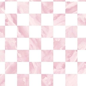 Retro boho checkerboard - soft tie dye plaid check design soft pink white
