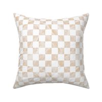 Retro boho checkerboard - soft tie dye plaid check design beige sand