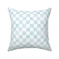 Retro boho checkerboard - soft tie dye plaid check design baby blue white