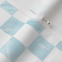 Retro boho checkerboard - soft tie dye plaid check design baby blue white