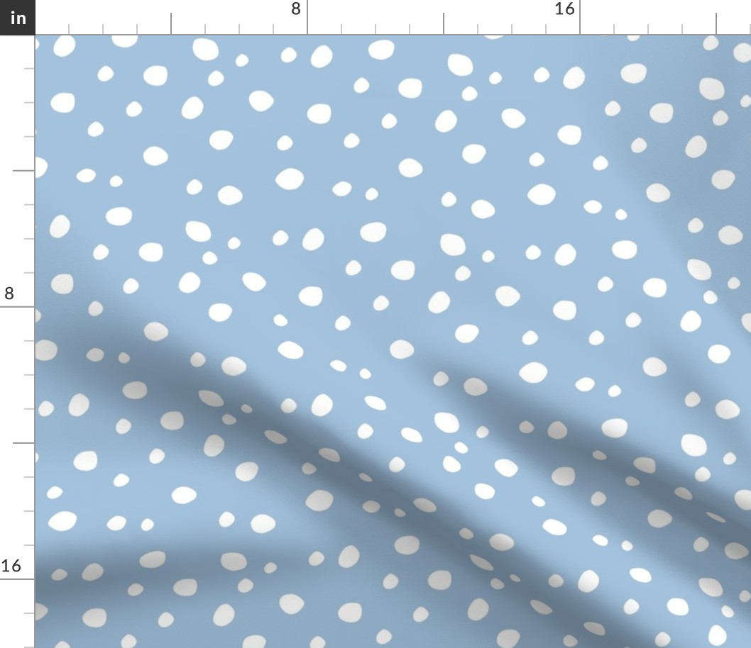 Medium Scale White Dots on Sky Blue