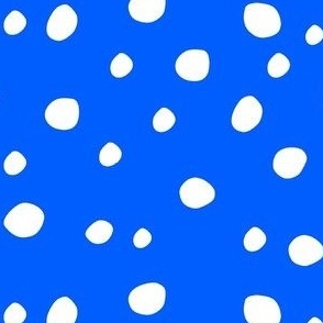 Medium Scale White Dots on Cobalt Blue