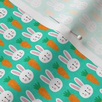 (small scale) bunnies and carrots - v2- teal - spring & easter - C22
