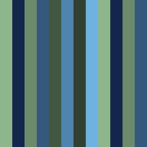 Steel, Slate, Sky, Midnight Blue, and Green Stripes, Tropical Floral Oasis, medium