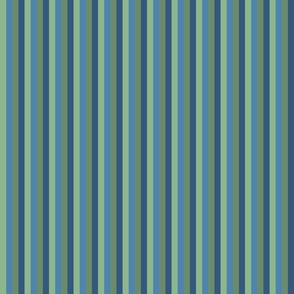 Steel, Slate Blue, Celadon, and Sea Green Stripes, Tropical Floral Oasis, small