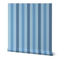 Baby Blue, Steel Blue, and Sky Blue Stripes, Tropical Floral Oasis, medium