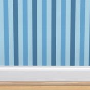 Baby Blue, Steel Blue, and Sky Blue Stripes, Tropical Floral Oasis, medium