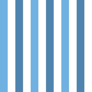 White, Steel Blue, and Sky Blue Stripes, Tropical Floral Oasis, medium