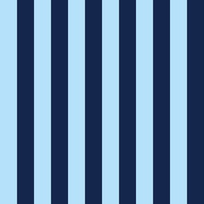 Baby Blue and Midnight Blue Stripes, Tropical Floral Oasis, medium
