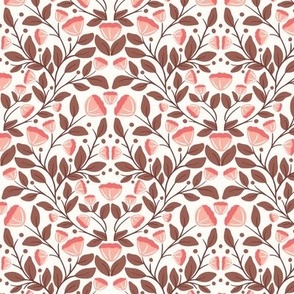 Rust and Peach Floral Damask Small Scale