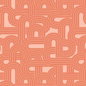 Into the groove - retro rainbow maze sixties abstract pop design orange blush seventies palette 