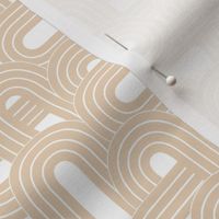 Into the groove - retro rainbow maze sixties abstract pop design beige tan on white
