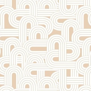 Into the groove - retro rainbow maze sixties abstract pop design neutral scandinavian white beige tand
