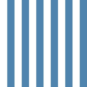 White and Steel Blue Stripes, Tropical Floral Oasis, medium