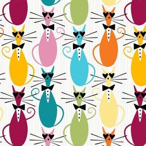 cats - funny valentine blanche cat - valentine colorful cat fabric and wallpaper