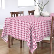 Peony Pink and White Gingham Check with Center Floral Medallions in Peony