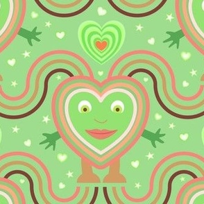 70s love hearts groovy valentine  freaky green 