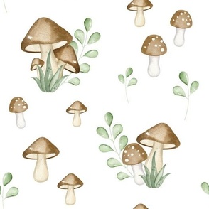 Woodland Mushrooms Watercolor 