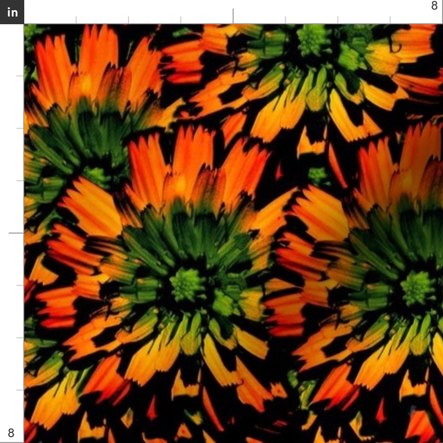 Dandelion Floral Pattern in Orange 2