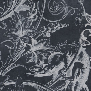 Victorian Baroque Swirls And Ornaments Grey
