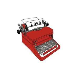 (L) "Love" Typewriter Red on White BG LeonardosCompass 14016192