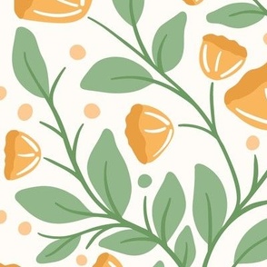 Citrus Yellow Orange Climbing Vine Floral Damask Jumbo