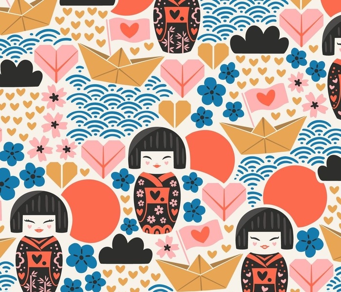 Laughing Kokeshi Dolls | Japanese Valentines