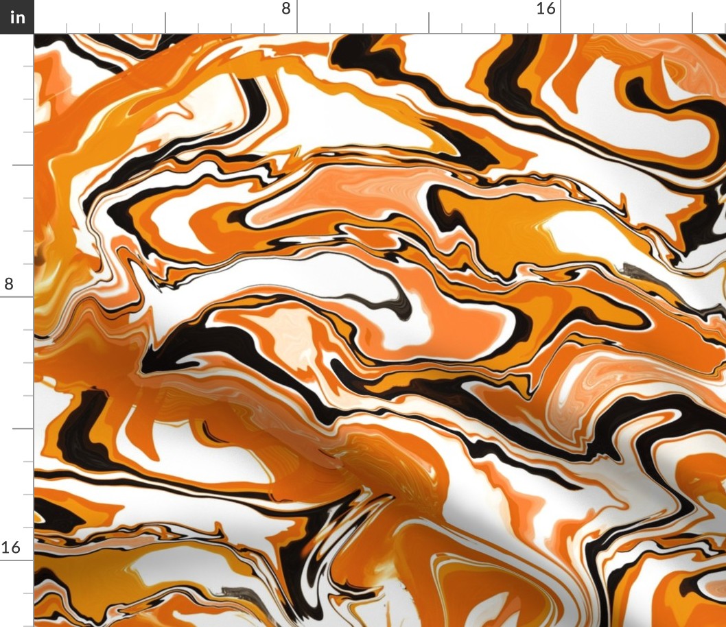 Paint Swirls, Orange Black & White
