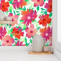 Pretty floral watercolour effect seamless repeat pattern - medium