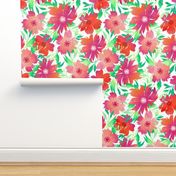 Pretty floral watercolour effect seamless repeat pattern - medium