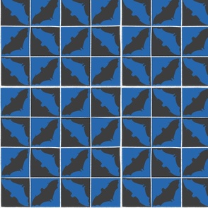Blue and Gray Checkered Bat Pattern