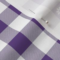 Purple Grape and White Gingham Check with Center Floral Medallions in White