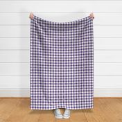 Purple Grape and White Gingham Check with Center Floral Medallions in White