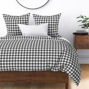 Black and White Gingham Check with Center Floral Medallions in White