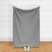 Black and White Gingham Check with Center Floral Medallions in White