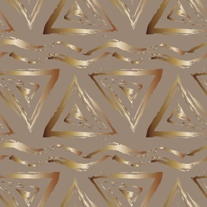 Golden geometric pattern on beige background, geometric figures.