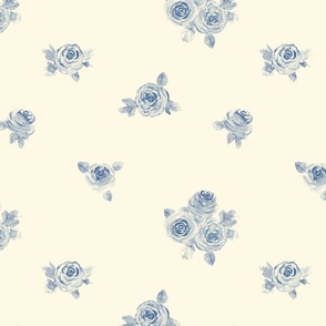 Delicate navy blue watercolor roses