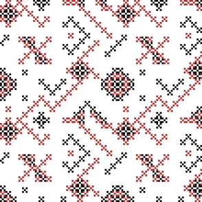 Pixelart traditional pattern on white background