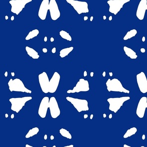 Big Confused Spots white on royal blue