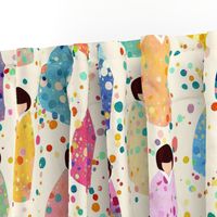 Colors, Confetti & Kimono Dolls - Cute Japanese Kokeshi Nursery - Large Scale