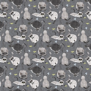 Favorite Things - Cats!- on gray (medium scale)