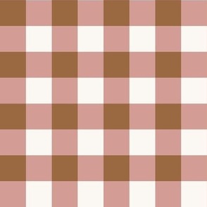off white, pink and brown gingham