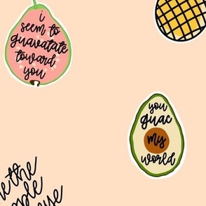 My Punny Valentine - Punny Fruit on Peach - large scale