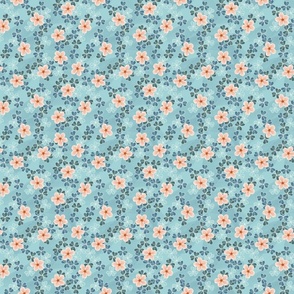Vintage Wildflowers and Clover Blue Small