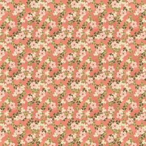 Vintage Wildflowers and Clover Pink Small