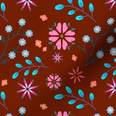 Cute Abstract Floral-Rusty color